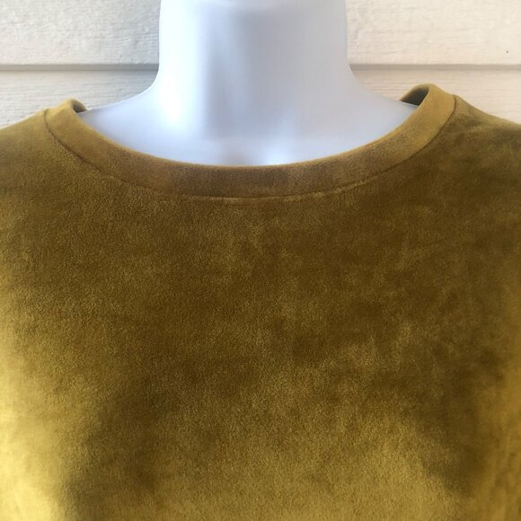 Double Zero Mystical Medium Olive Gold Velvety-Feel Long Sleeve Crop Top - Picture 4 of 13